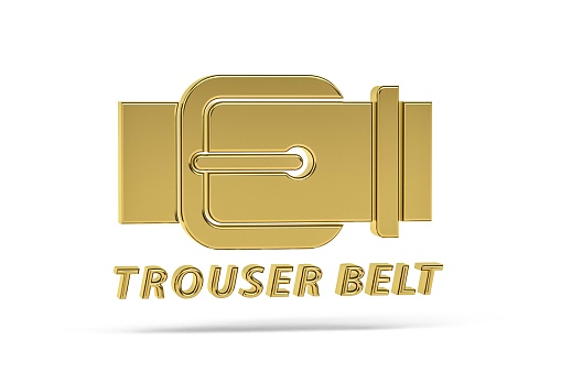 Golden 3d trouser belt icon isolated on white background - 3D render
