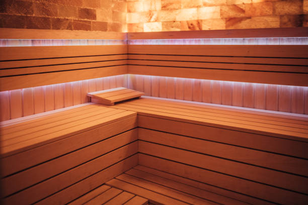 Inside of sauna stock photo