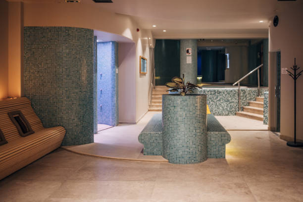 istock Inside of a hotel spa 1454227815