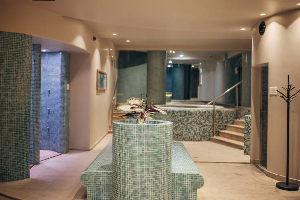 istock Inside of a hotel spa 1454228736