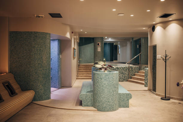istock Inside of a hotel spa 1454228856