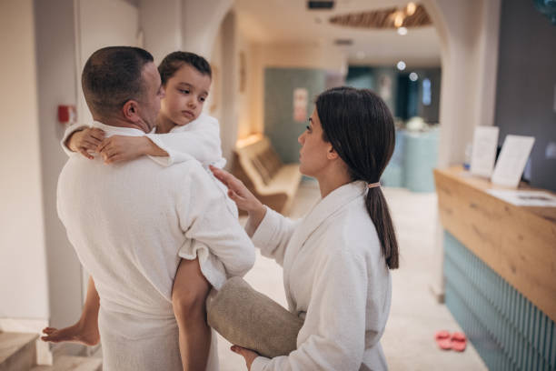istock Family in hotel spa 1454231436