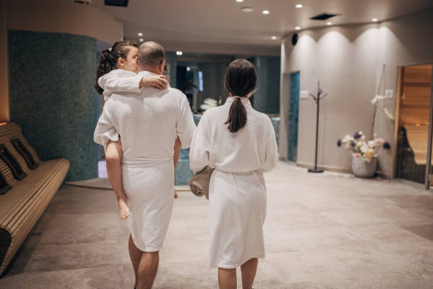 istock Family in hotel spa 1454231484