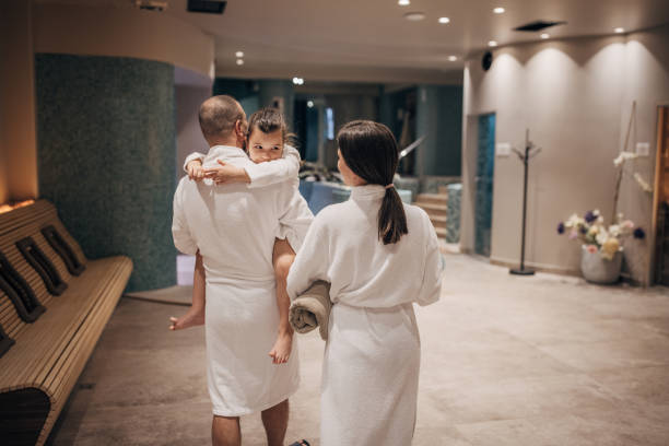 istock Family in hotel spa 1454231509