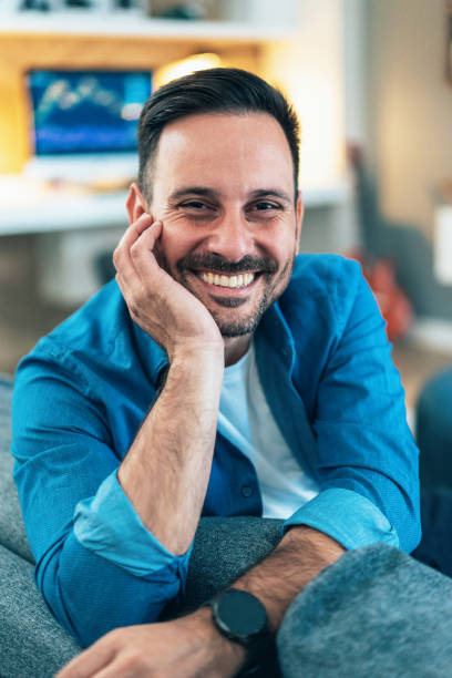 istock Portrait of man at home 1454232052
