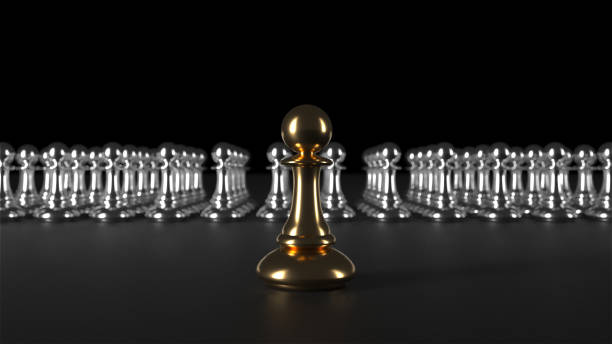 Chess pawn piece outstanding. Leadership concept stock photo