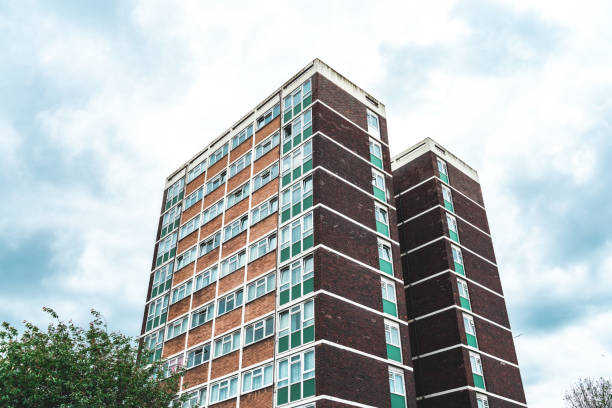 Old council tower block in London , UK