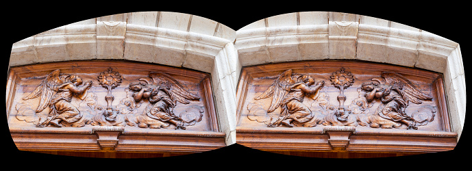 Carved walnut sculpture of Saint Roch and Saint Sebastian, the two patron saints of Antibes,  made c.1710 by the Antibois sculptor Jacques Dolle.