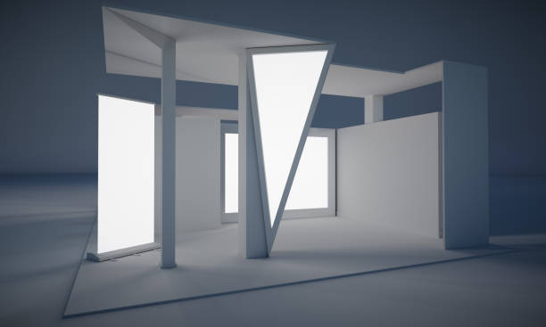 istock Exhibition Stand Mock-up. Advertising White Screeens 1454240194
