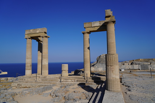 Lindos Acropolis and the ruins of the temple of the goddess Athena Lindia