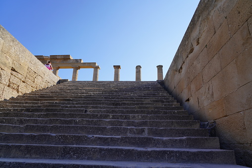 Lindos Acropolis and the ruins of the temple of the goddess Athena Lindia