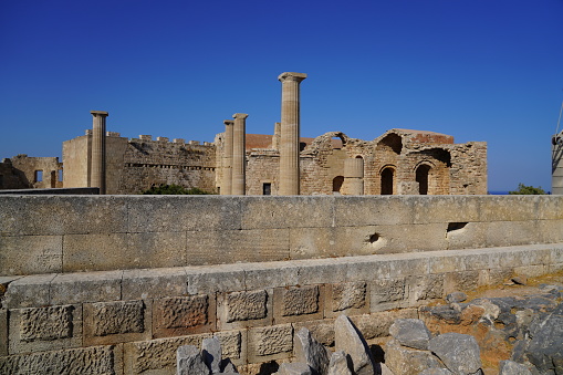 Lindos Acropolis and the ruins of the temple of the goddess Athena Lindia