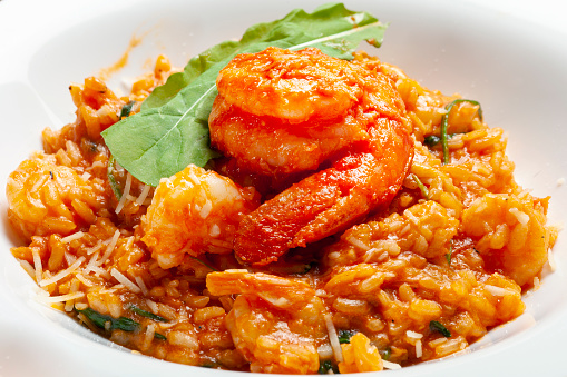 Shrimp risotto, traditional Italian cuisine