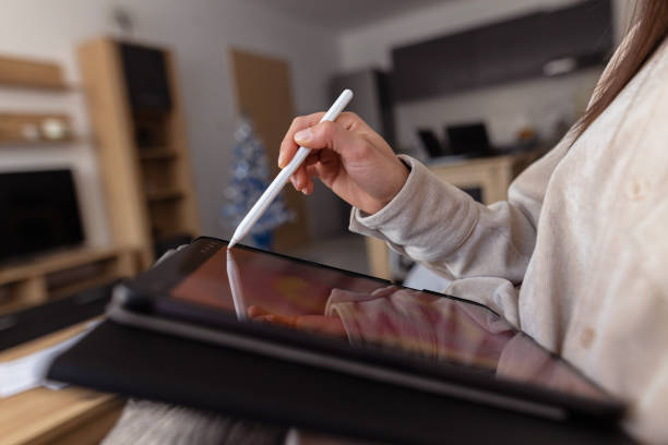 istock A close-up digital tablet of one young female designer 1454243744