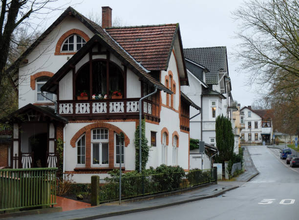 Bad Oeynhausen, Germany Dec 31 2021 A beautiful old residential house from the 20th century in the German town of Bad Oeynhausen
