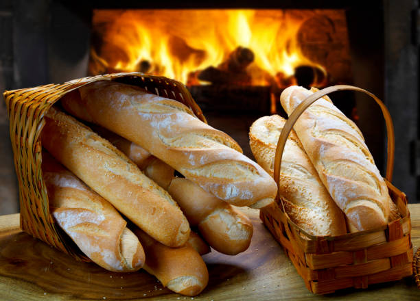 istock Bread basket, baguette, tube, bakery 1454244723