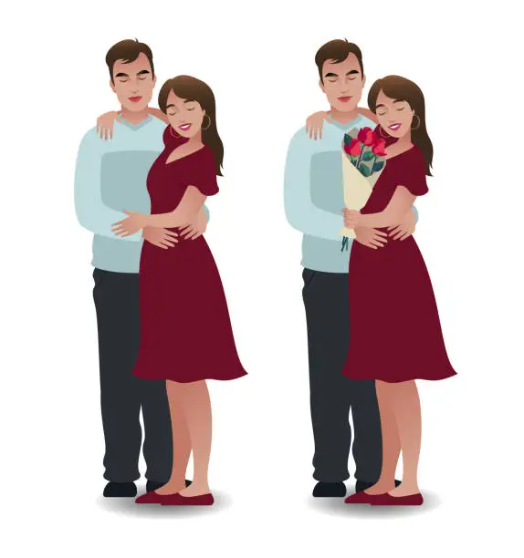 Vector illustration of Young couple embrace