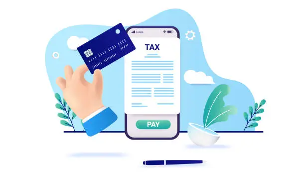 Vector illustration of Tax payment online on smartphone screen