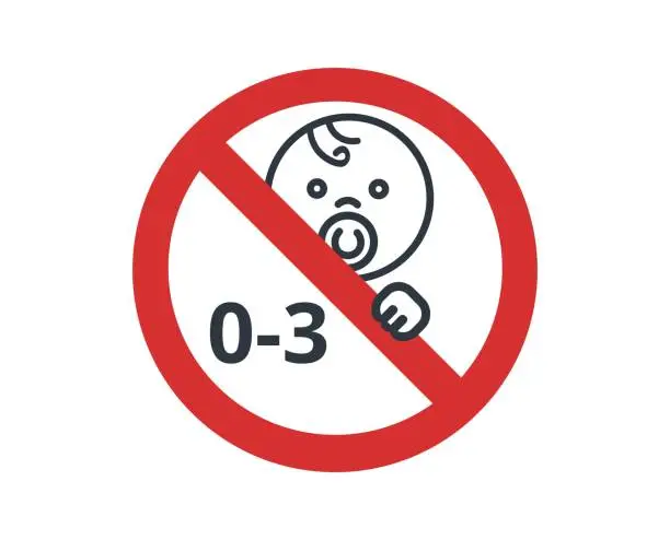 Vector illustration of Not suitable for children under 3 years old symbol.