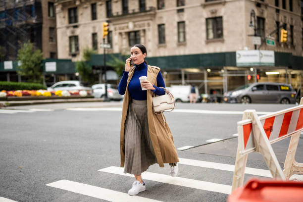110+ Beautiful Woman Walking With Coffee Cup In New York City Stock ...