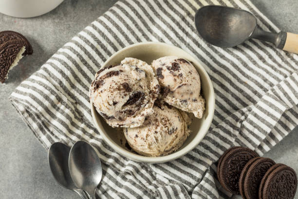 galletas caseras y helado de crema - gelato cream ice cream ice fotografías e imágenes de stock