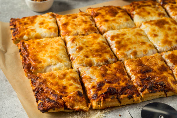 istock Homemade Grandma Cheese Pizza Pie 1454250947