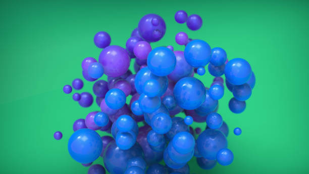 istock 3D rendering of vibrant blue and purple bubbles on a green background 1454253687