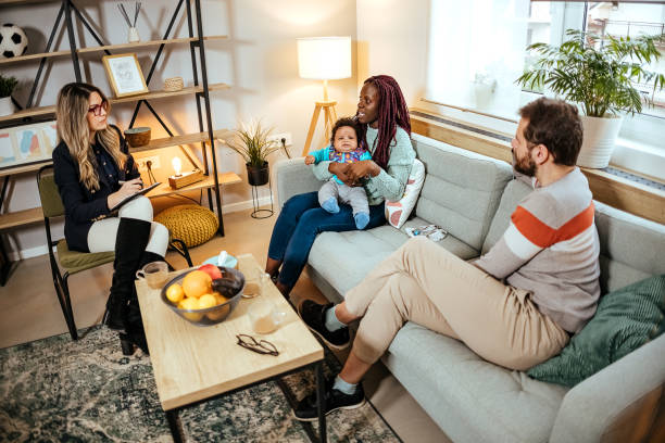 istock Couple with a baby on a therapy 1454257412