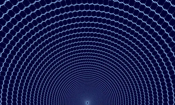 Vector illustration of Half part of round as background. Blue abstract vector circle frame with waves as logo or emblem. Circle form border on dark background for your design.