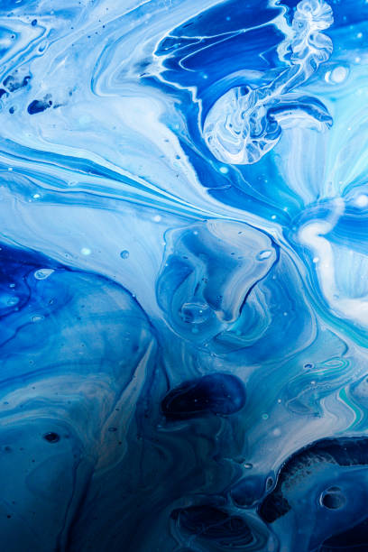 istock Acrylic Pour Abstract Art - Blue Marble 1454257843