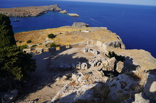 Famous Lindos town and Lindos beach