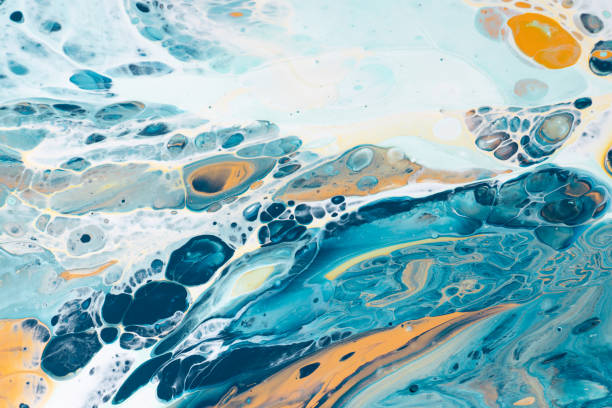 Acrylic Pour Abstract Art - Orange, Teal, Blue, Green, White