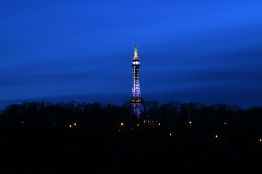 TV tower in Prague at night