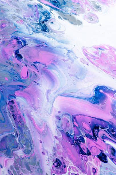 istock Acrylic Pour Abstract Art - Purple, White, Blue, Grey 1454260612
