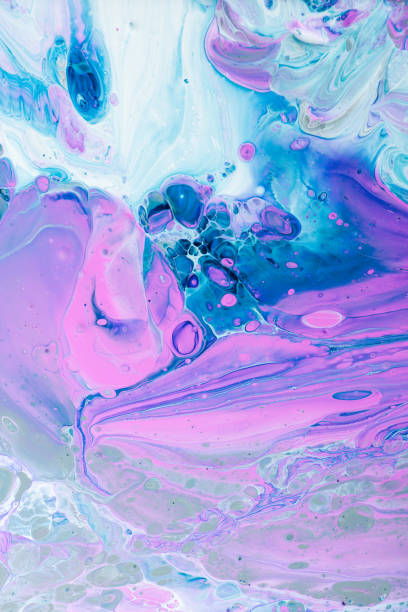 istock Acrylic Pour Abstract Art - Purple, White, Blue, Grey 1454260744