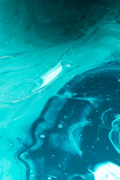 istock Acrylic Pour Abstract Art - Teal Marble 1454261465
