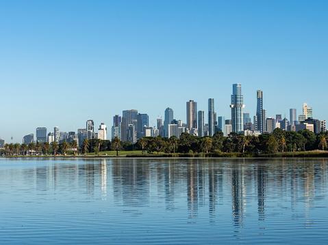 Melbourne skyline from Albert Park Lake