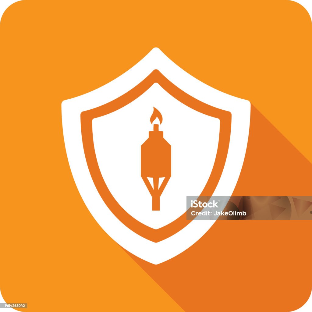Shield Outdoor Torch Icon Silhouette Stock Illustration - Download
