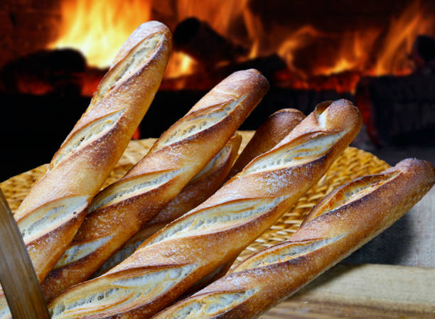 istock Bread basket, baguette, tube, bakery 1454263080
