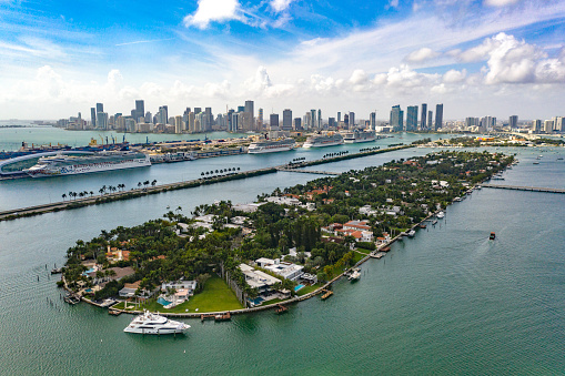 Photo of a private island, cruise harbor and downtown