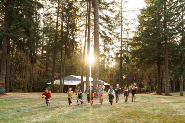 istock Kids having fun playing outside on summer evening 1454268932