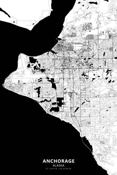 Vector illustration of Anchorage, Alaska Vector Map