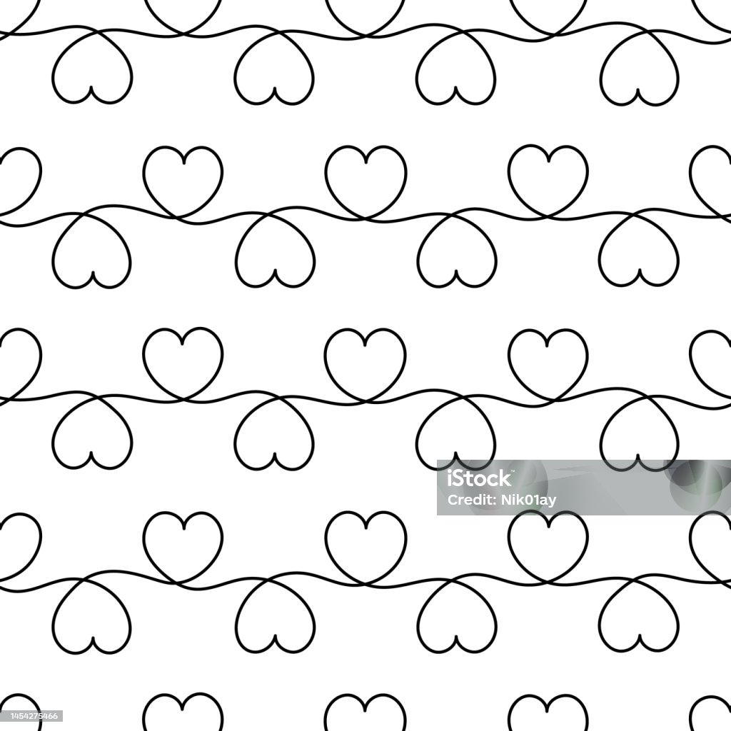 Heart Using Line Pattern Seamless Pattern Line Drawing Of Hearts Stock Illustration - Download ...