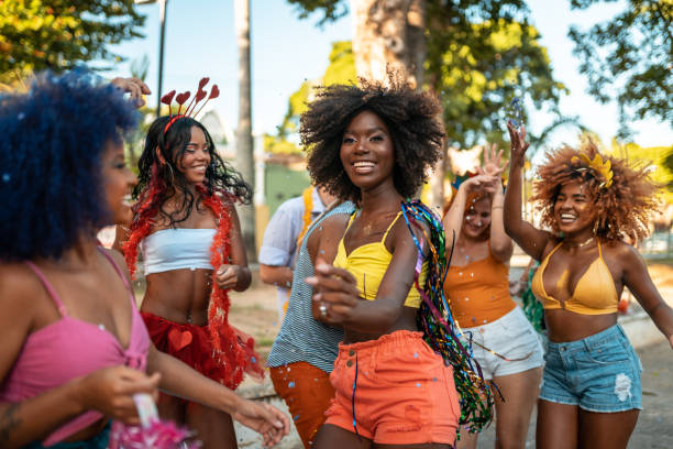 People having fun at Brazilian Carnaval stock photo