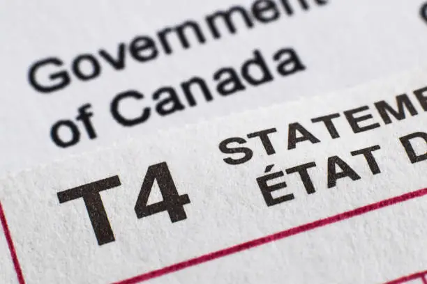 Photo of T4 Government of Canada statement for income tax filing