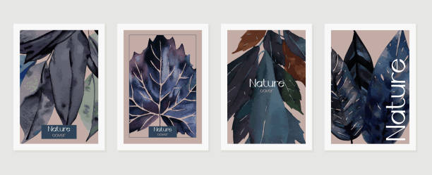 istock Watercolor botanical nature leaves covers posters abstract banner 1454285587