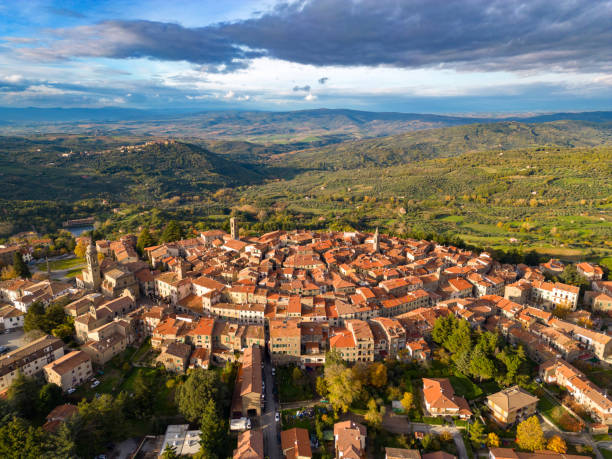 istock Castel del Piano, Italian medieval town drone view 1454285597