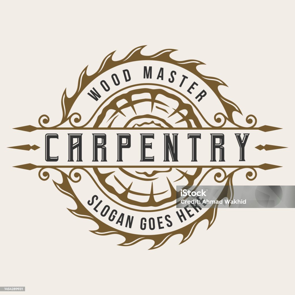 Carpenter Label Vintage Badge Label Wood Work Carpentry Design Illustration Vector ...