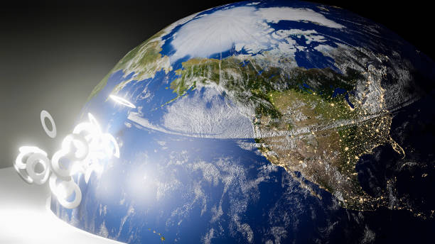 istock Planet Earth At Night Global Connections,coins 1454291750