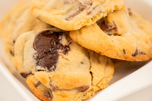 Fresh baked Chocolate Chunk Cookies made with brown sugar and milk chocolate.
